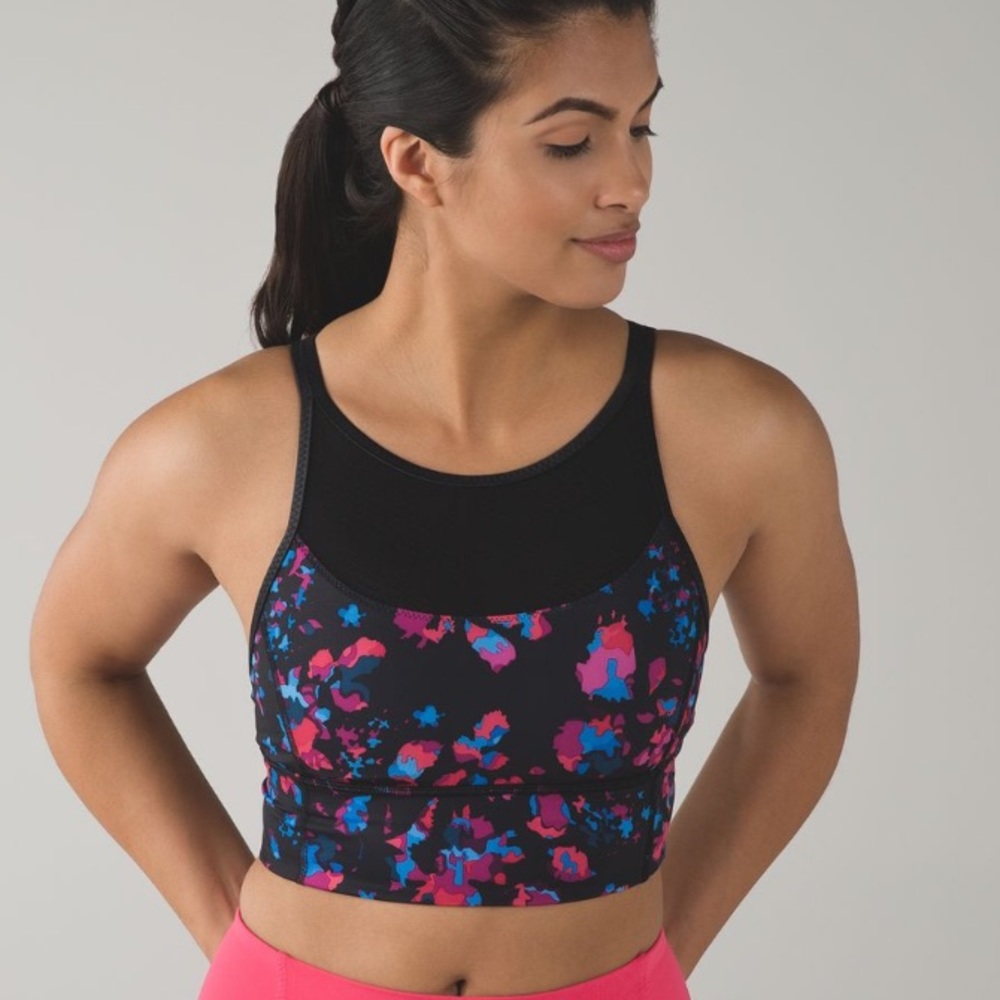 Lululemon | Clip-In Long Line Bra in Dandy Digie Multi / Black Size 4